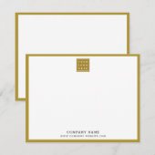 Business Logo Company Name Gold Border Notitiekaartje (Voorkant / Achterkant)