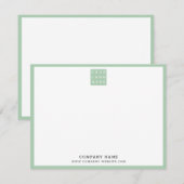 Business Logo Company Name Green Border Notitiekaartje (Voorkant / Achterkant)