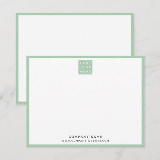 Business Logo Company Name Green Border Notitiekaartje (Voorkant / Achterkant)