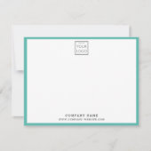 Business Logo Company Name Teal Border Notitiekaartje (Voorkant)