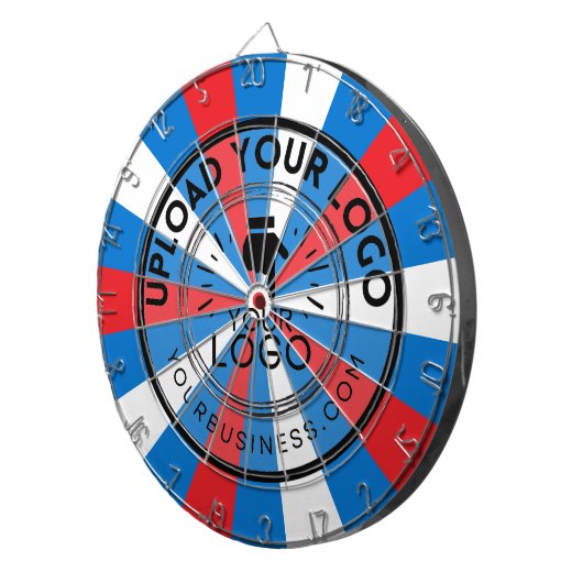 Business Logo Company Rood Wit en Blauw Dartbord (Voorkant Rechts)