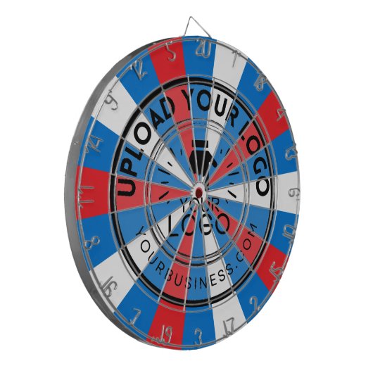 Business Logo Company Rood Wit en Blauw Dartbord (Voorkant Links)