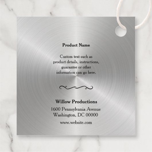 Business Logo Company Square Silver Hang Labels (Achterkant)
