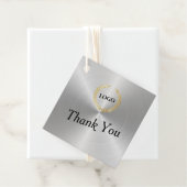 Business Logo Company Square Silver Hang Labels (In situ)