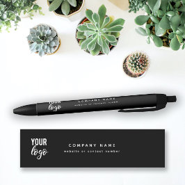 Business Logo Company Text Contact Details (zwart) Zwarte Inkt Pen