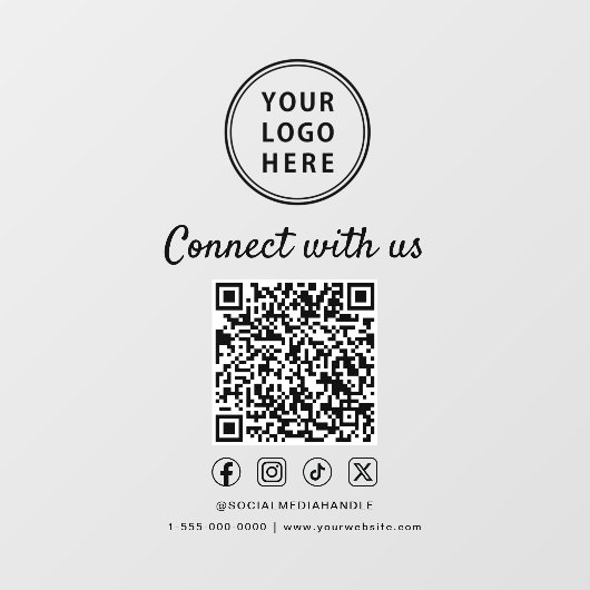 Business Logo Connect With Us Create Your QR Code Raamsticker (Vel)