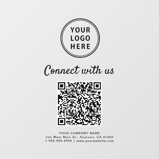 Business Logo Connect With Us Create Your QR Code  Raamsticker (Vel)