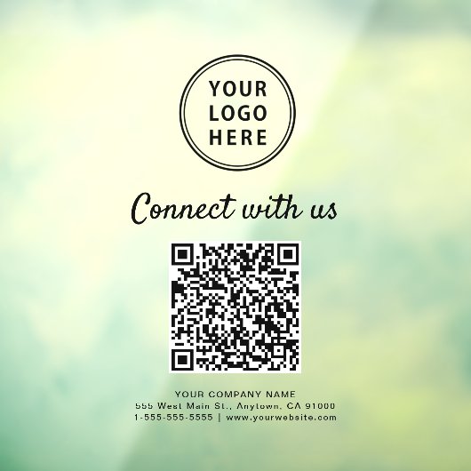 Business Logo Connect With Us Create Your QR Code  Raamsticker (Vel 3)
