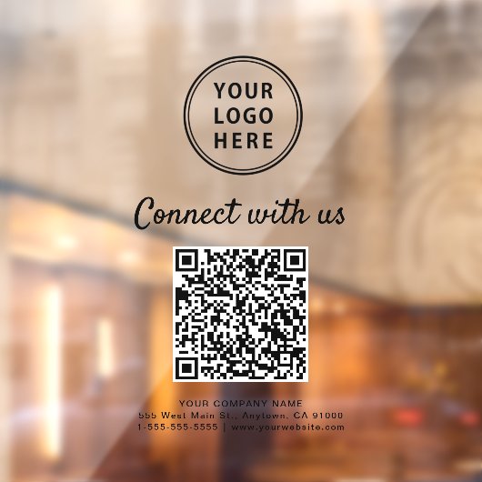 Business Logo Connect With Us Create Your QR Code  Raamsticker (Vel 2)