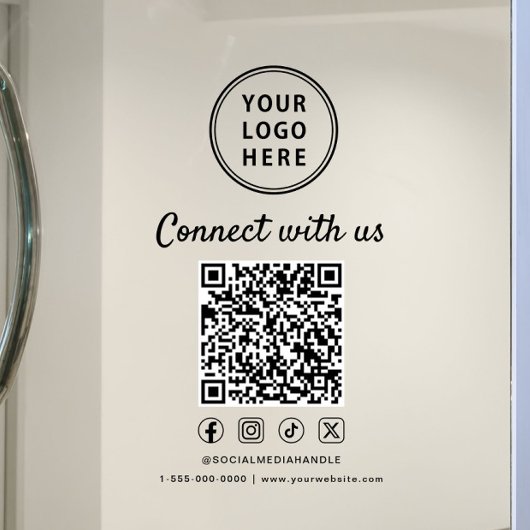 Business Logo Connect With Us Create Your QR Code Raamsticker