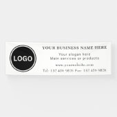 Business Logo Contactgegevens Eenvoudig bewerkbaar Spandoek (Horizontaal)