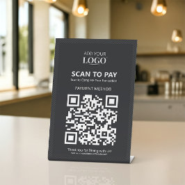 Business Logo Contactloze Scan om QR-code te betal Reclamebord Met Voetstuk