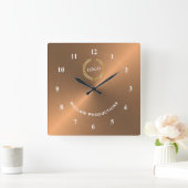Business Logo Copper Vierkante Klok (Huis)