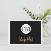 Business logo Corporate Company Gold Script Bedankkaart (Staand voorkant)