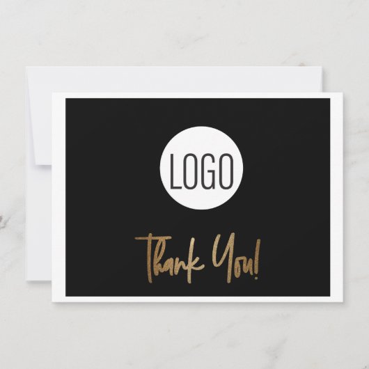 Business logo Corporate Company Gold Script Bedankkaart (Voorkant)