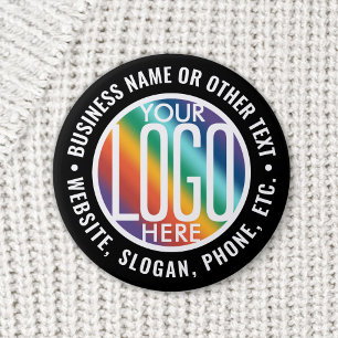 Business Logo Corporate Promotional Modern Zwart Ronde Button 5,7 Cm