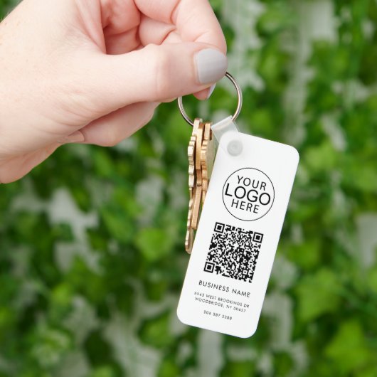 Business Logo Corporate QR Code Promo Custom Sleutelhanger (Hand)
