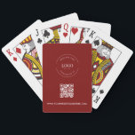 Business LOGO Corporate QR CODE rood Aangepast Pokerkaarten<br><div class="desc">Verhoog uw corporate branding met onze Custom Business Logo Corporate QR Code rood Speelkaarten Promotie deck! Deze slanke en geavanceerde speelkaarten zijn voorzien van de logo van uw bedrijf en een QR-code en website voor eenvoudige toegang tot uw bedrijfsinformatie. Gemaakt met hoogwaardige materialen, maken ze een stijlvol en gedenkwaardig relatiegeschenk...</div>