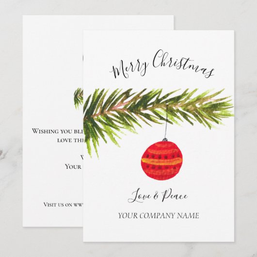 Business Logo Corporate Waterverf Vrolijk Kerstfee Feestdagenkaart (Voorkant / Achterkant)