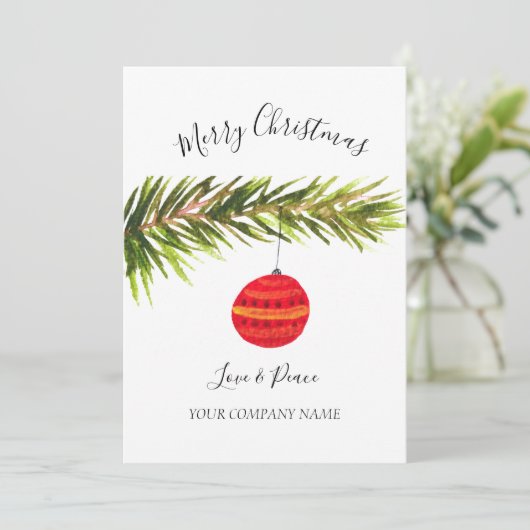 Business Logo Corporate Waterverf Vrolijk Kerstfee Feestdagenkaart (Staand voorkant)