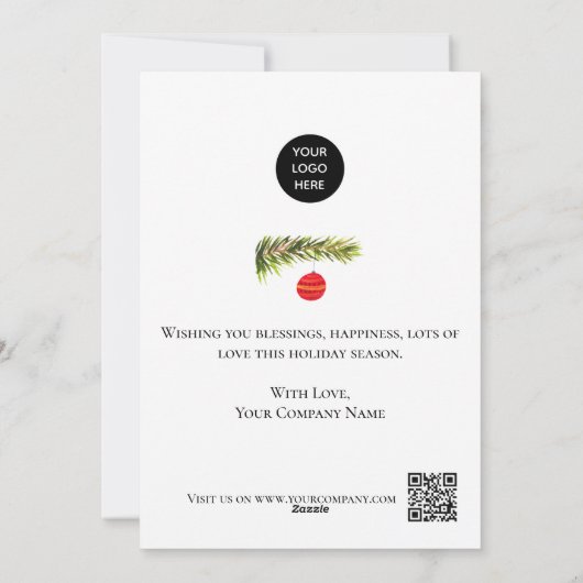 Business Logo Corporate Waterverf Vrolijk Kerstfee Feestdagenkaart (Achterkant)