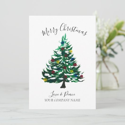 Business Logo Corporate Waterverf Vrolijk Kerstfee Feestdagenkaart (Staand voorkant)