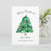 Business Logo Corporate Waterverf Vrolijk Kerstfee Feestdagenkaart (Staand voorkant)