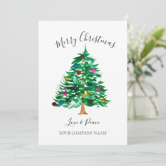 Business Logo Corporate Waterverf Vrolijk Kerstfee Feestdagenkaart (Staand voorkant)