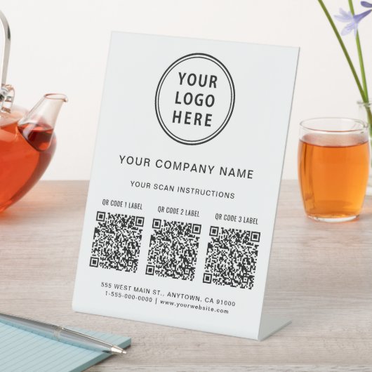 Business Logo Create 3 QR Codes Reclamebord Met Voetstuk (Insitu)
