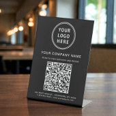 Business Logo Create Your QR Code Black Reclamebord Met Voetstuk