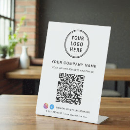 Business Logo Create Your QR Code Social Media Reclamebord Met Voetstuk