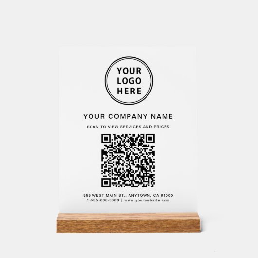 Business Logo Create Your QR Code White Acryl Bord (Voorkant)
