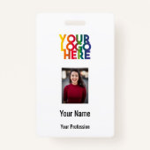 Business Logo Custom Employee Photo Barcode Name Badge (Voorkant)