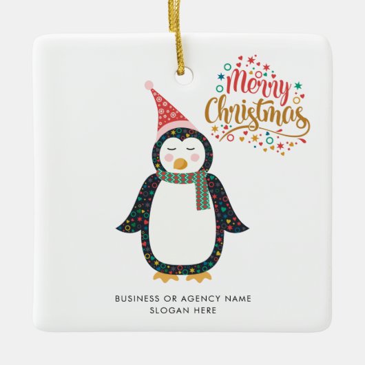 Business Logo Custom Name Christmas Holiday Keramisch Ornament (Voorkant)