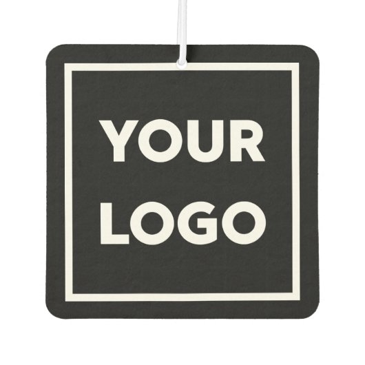 Business Logo Custom QR Code en Text on Black Luchtverfrisser (Voorkant)