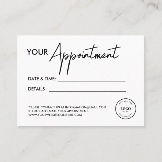 Business logo Custom Simple modern Afsprakenkaartje (Voorkant)