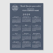 Business Logo Dank u 2026 Kalender Navy Magnet (Voorkant)