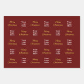 Business Logo Dark Red Gold Merry Christmas Script Inpakpapier Vel (Voorkant 3)