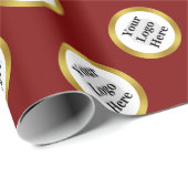 Business Logo Deep Red White Gold Elegant Pattern Cadeaupapier (Rol Hoek)