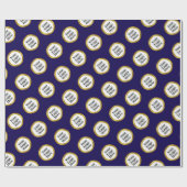 Business Logo Donkerblauw Wit Goud Elegant Patroon Cadeaupapier (Vlak)