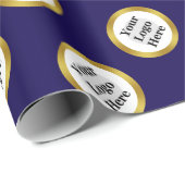 Business Logo Donkerblauw Wit Goud Elegant Patroon Cadeaupapier (Rol Hoek)