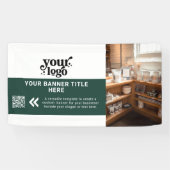 Business Logo donkergroen moderne QR-code foto Spandoek (Horizontaal)