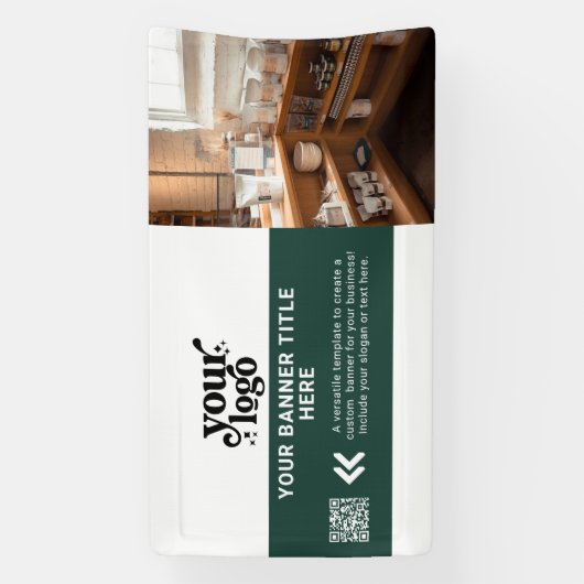 Business Logo donkergroen moderne QR-code foto Spandoek (Verticaal)