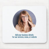 Business Logo Eenvoudig Minimalistisch Blauw en Wi Muismat (Voorkant)