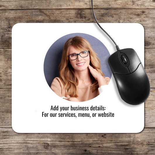 Business Logo Eenvoudig Minimalistisch Blauw en Wi Muismat