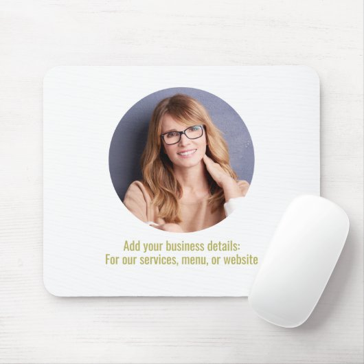 Business Logo Eenvoudig Minimalistisch Goud en Wit Muismat (Met muis)