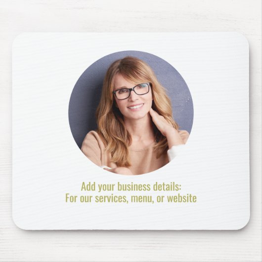 Business Logo Eenvoudig Minimalistisch Goud en Wit Muismat (Voorkant)