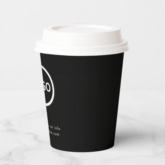 Business Logo Eenvoudig Stijlvol Zwart Modern Papieren Bekers (Links)