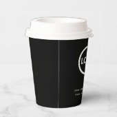 Business Logo Eenvoudig Stijlvol Zwart Modern Papieren Bekers (Rechts)