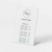 Business Logo Eenvoudige prijslijst Wit Reclamebord Met Voetstuk (Voorkant)
